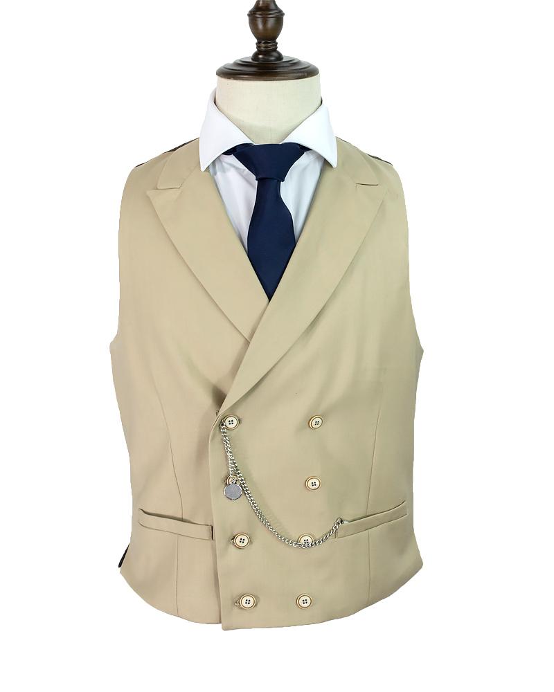 Cavani Lennox Beige Double Breasted Waistcoat - Image 4