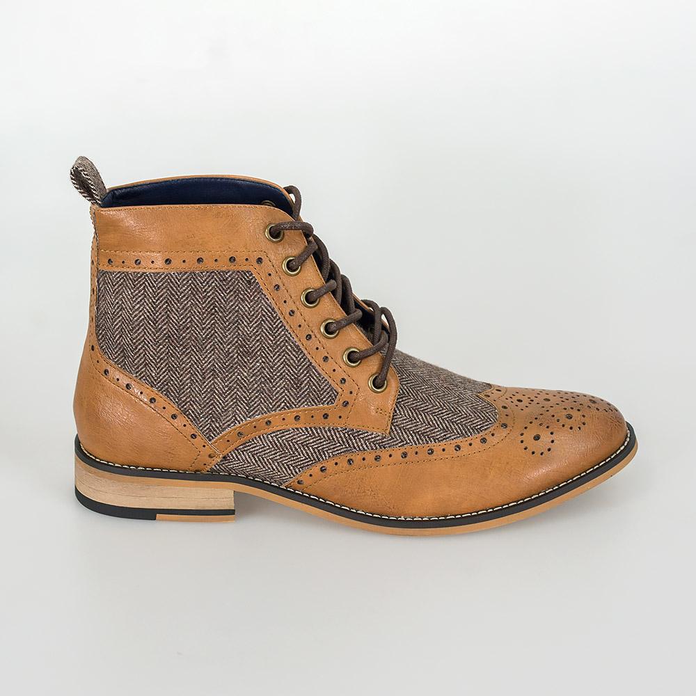 Cavani Sherlock Tan Tweed Boots - Image 2