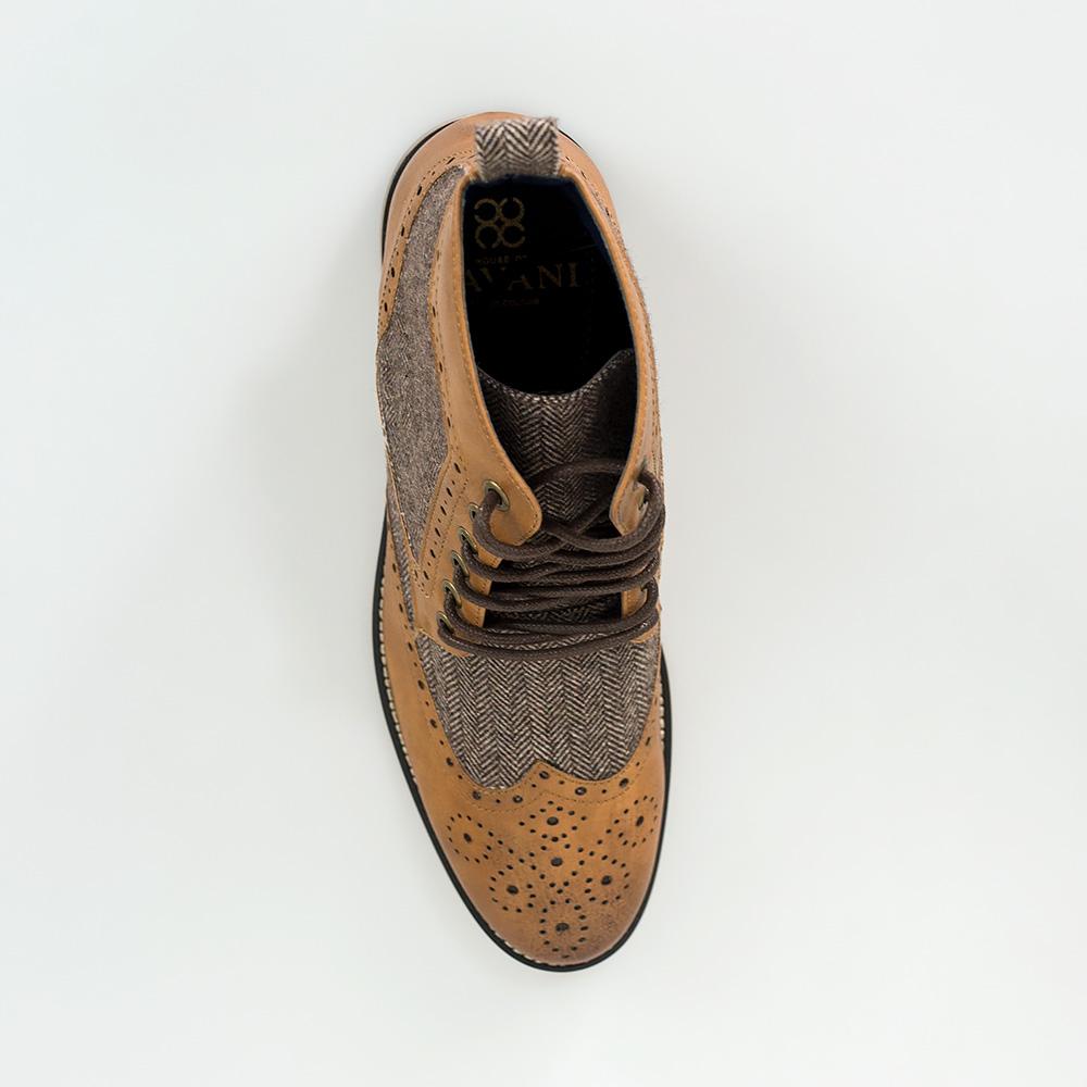 Cavani Sherlock Tan Tweed Boots - Image 5