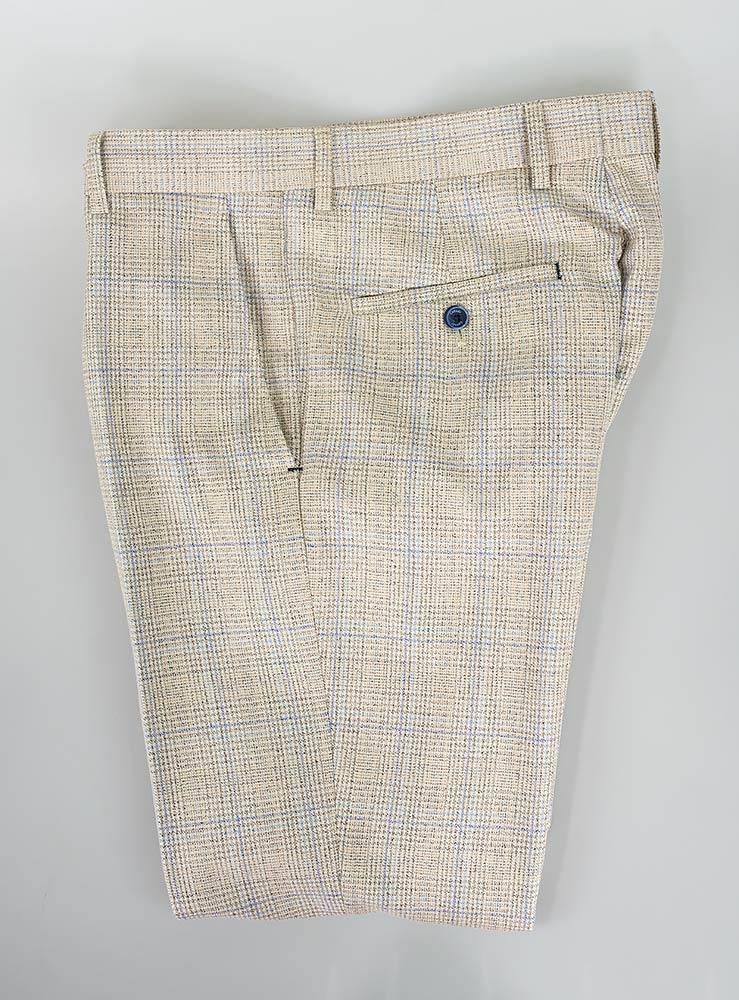 Cavani Caridi Cream Check 3 Piece Slim Fit Wedding Suit - Image 10