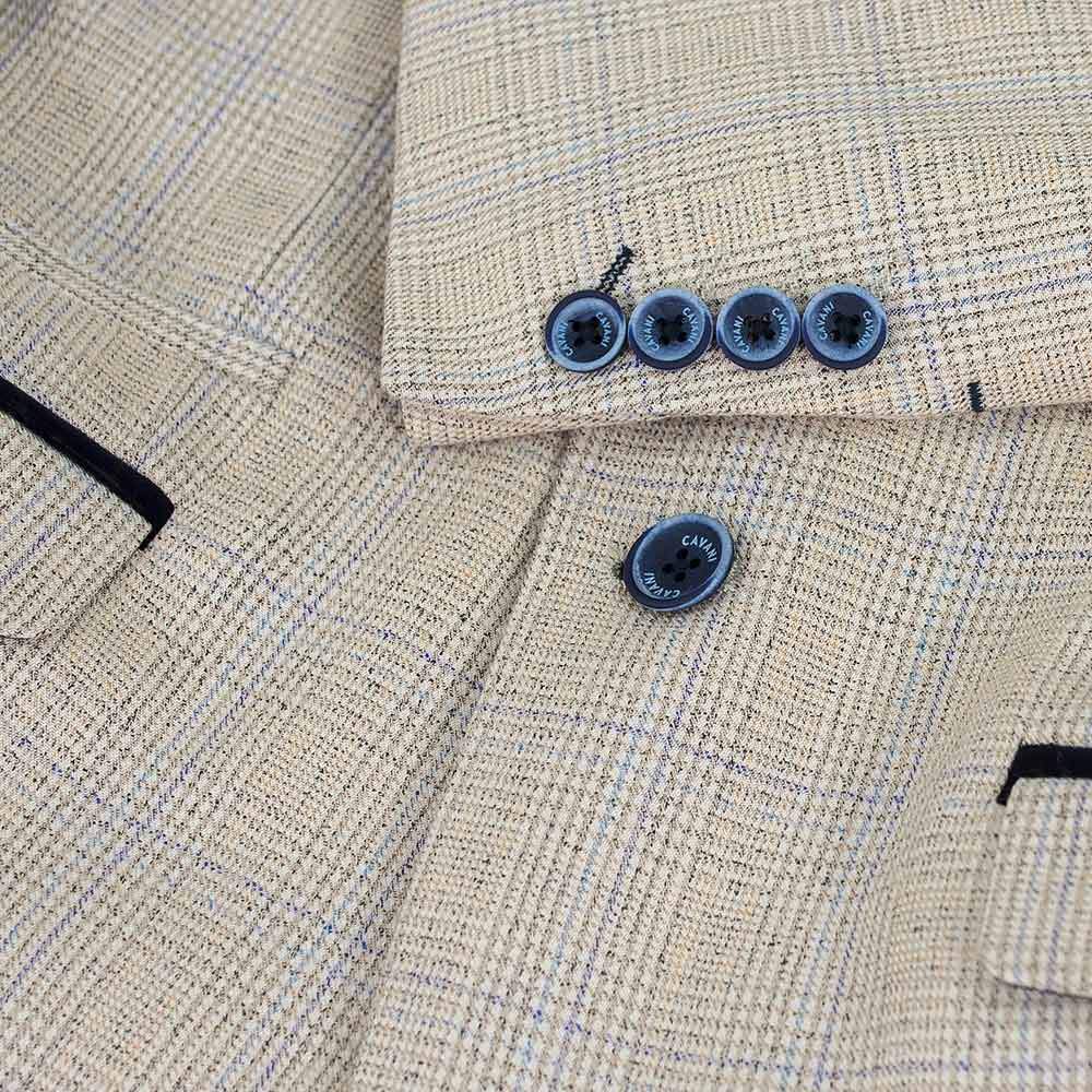 Cavani Caridi Cream Check 3 Piece Slim Fit Wedding Suit - Image 7