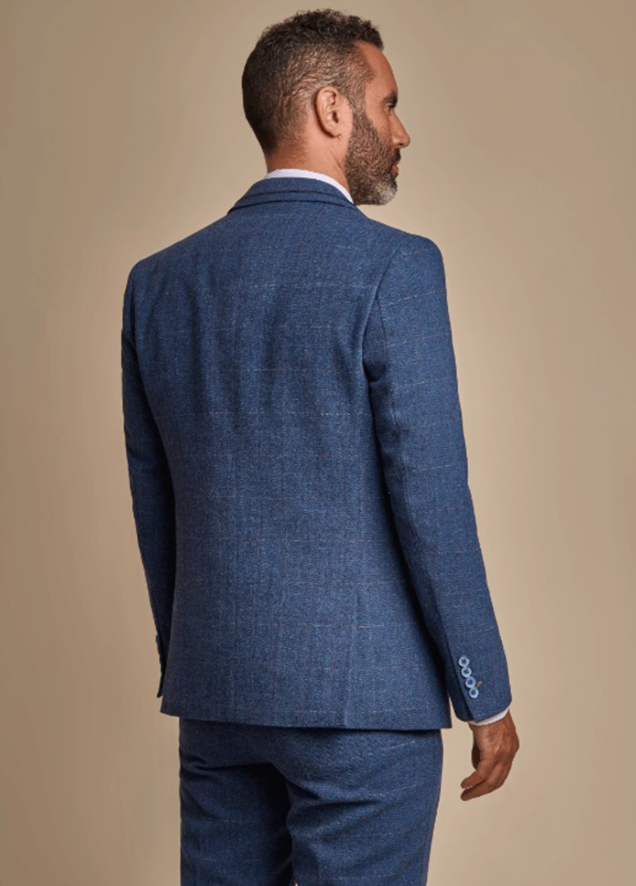 Cavani Carnegi Blue Check Tweed Wedding 3 Piece Suit Slim Fit - Image 4