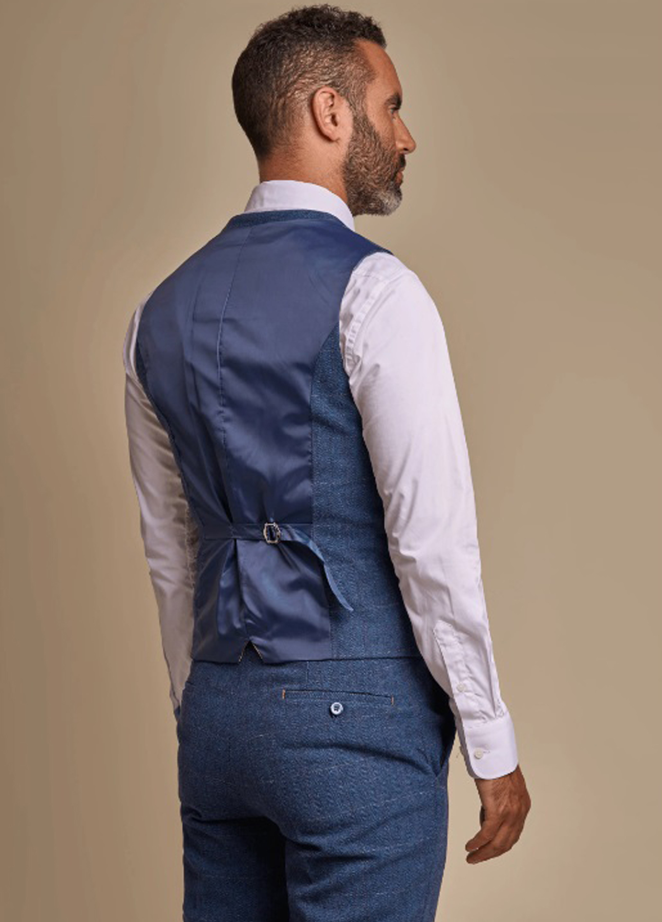 Cavani Carnegi Blue Check Tweed Wedding 3 Piece Suit Slim Fit - Image 5