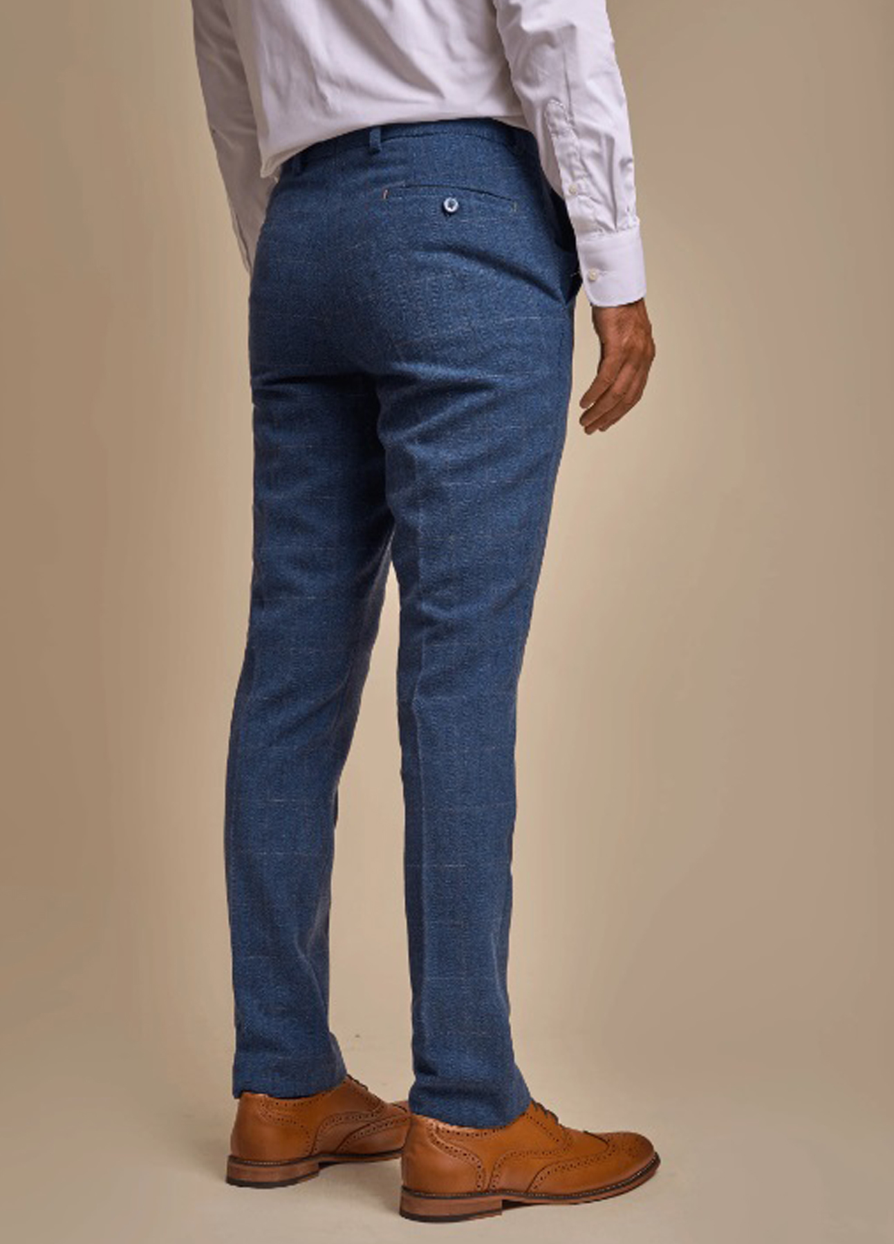 Cavani Carnegi Blue Check Tweed Wedding 3 Piece Suit Slim Fit - Image 7