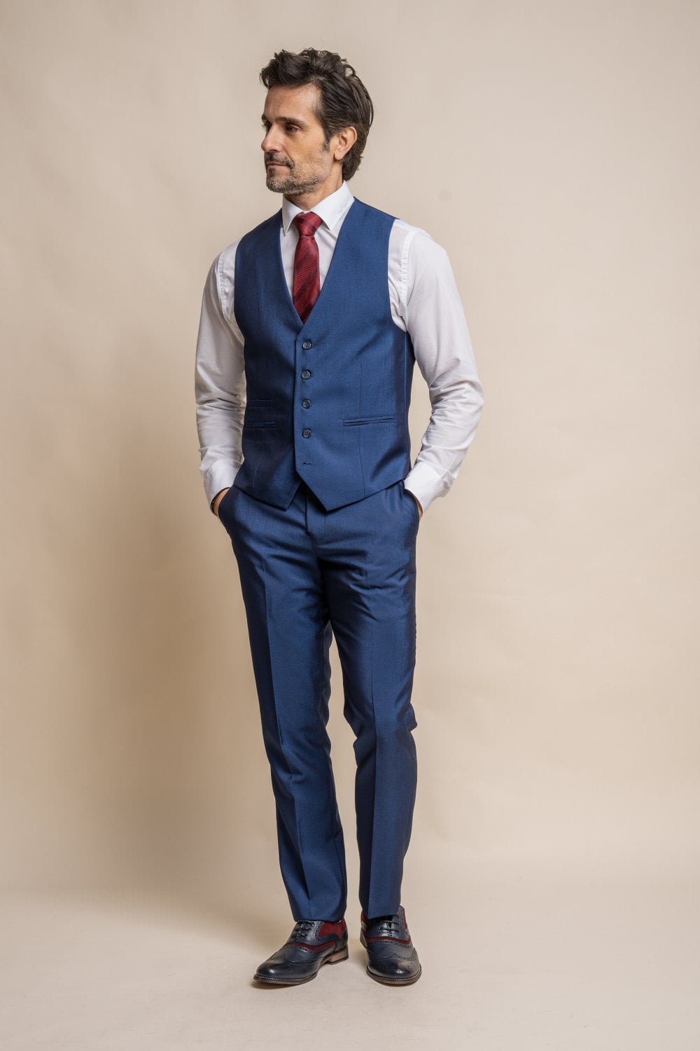 Cavani Ford Blue Wedding 3 Piece Suit Slim Fit - Image 5