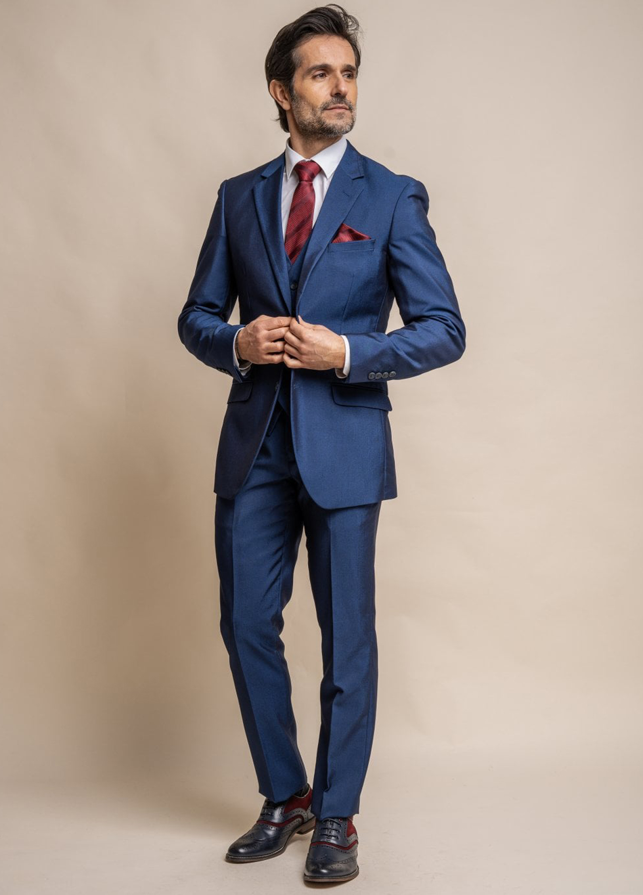 Cavani Ford Blue Wedding 3 Piece Suit Slim Fit - Image 2