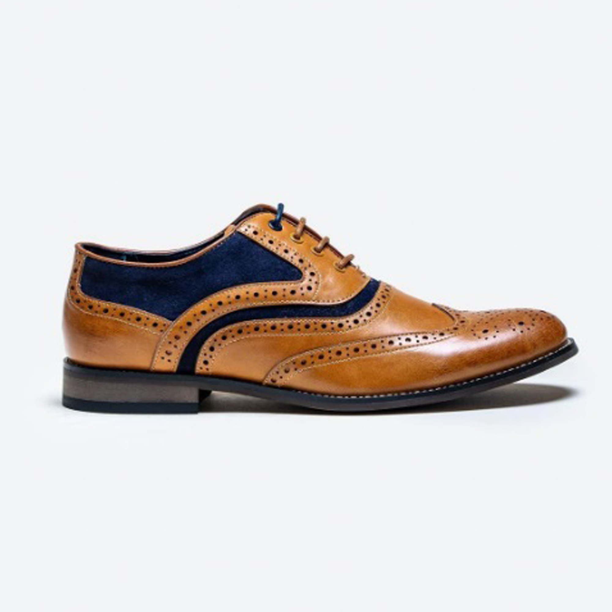 Cavani Russell Tan/Navy Leather Brogues Formal Shoes - Image 2