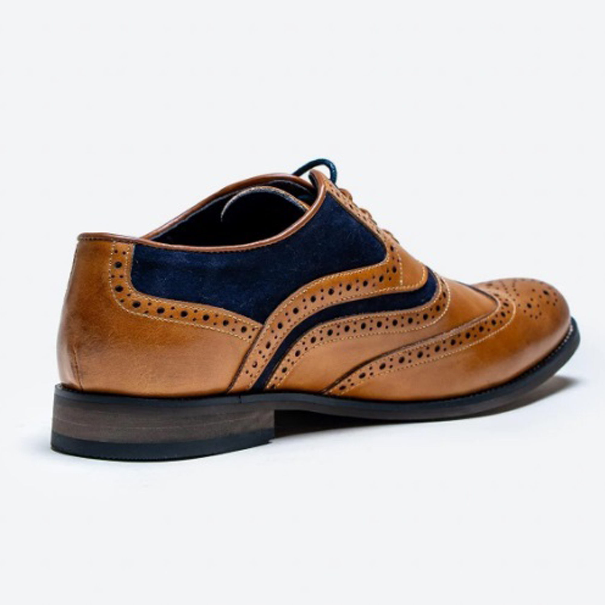 Cavani Russell Tan/Navy Leather Brogues Formal Shoes - Image 3