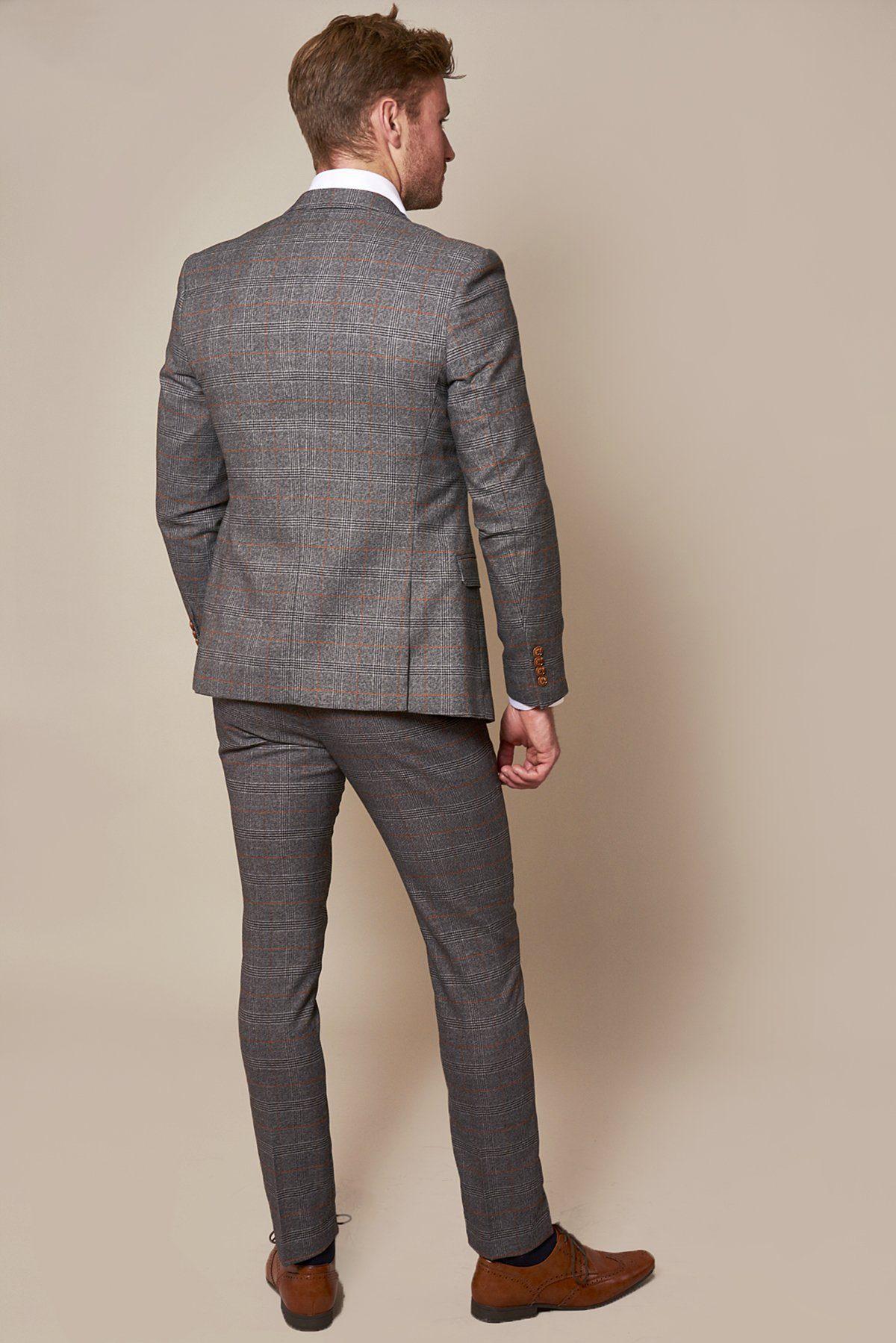 Marc Darcy Jenson Grey Check Wedding 3 Piece Suit Slim Fit - Image 9