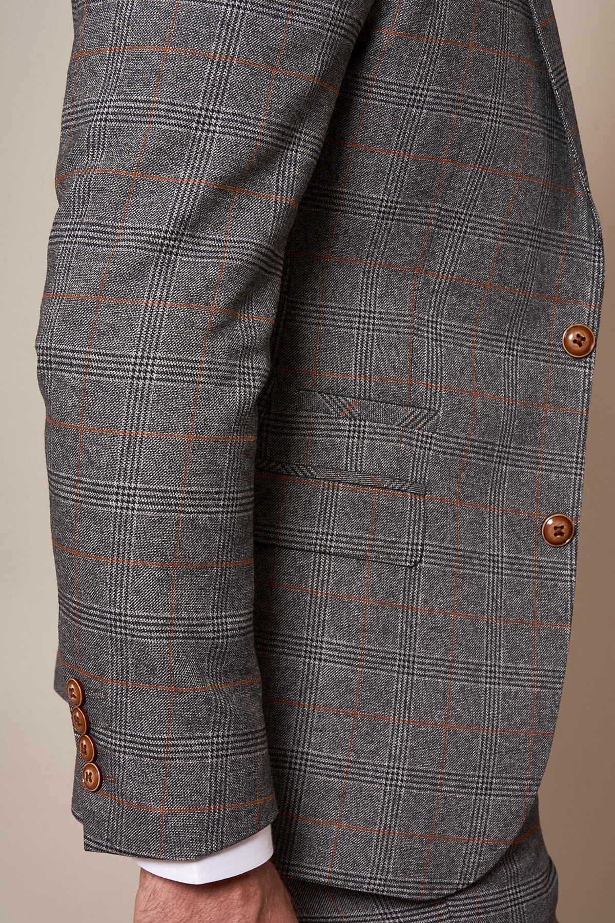 Marc Darcy Jenson Grey Check Wedding 3 Piece Suit Slim Fit - Image 5