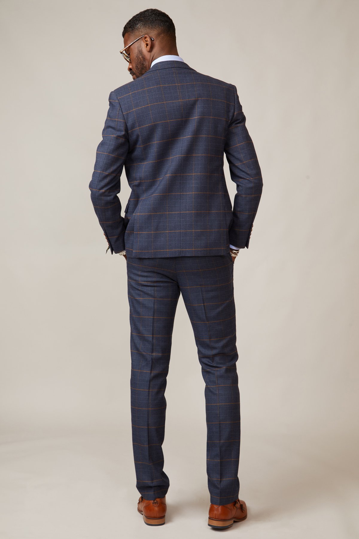 Marc Darcy Jenson Marine Check Slim Fit Blazer - Image 6