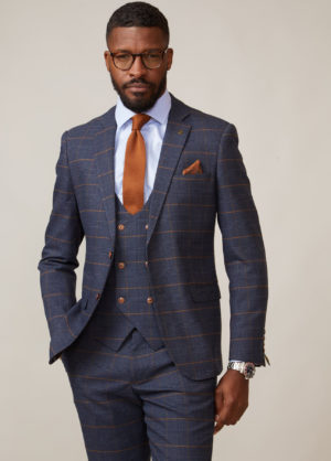 Marc Darcy Jenson Marine Check Slim Fit Blazer