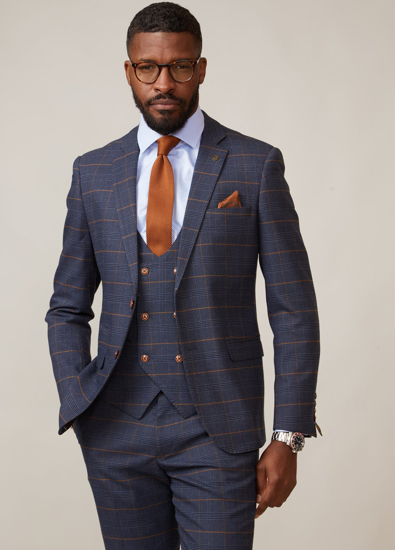 Marc Darcy Jenson Marine Check Slim Fit Blazer