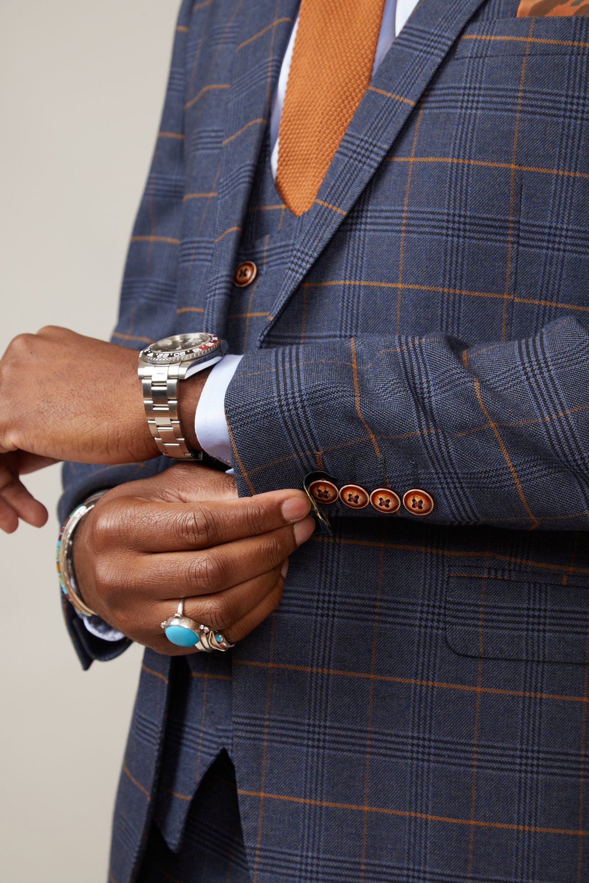 Marc Darcy Jenson Marine Check Slim Fit Blazer - Image 4