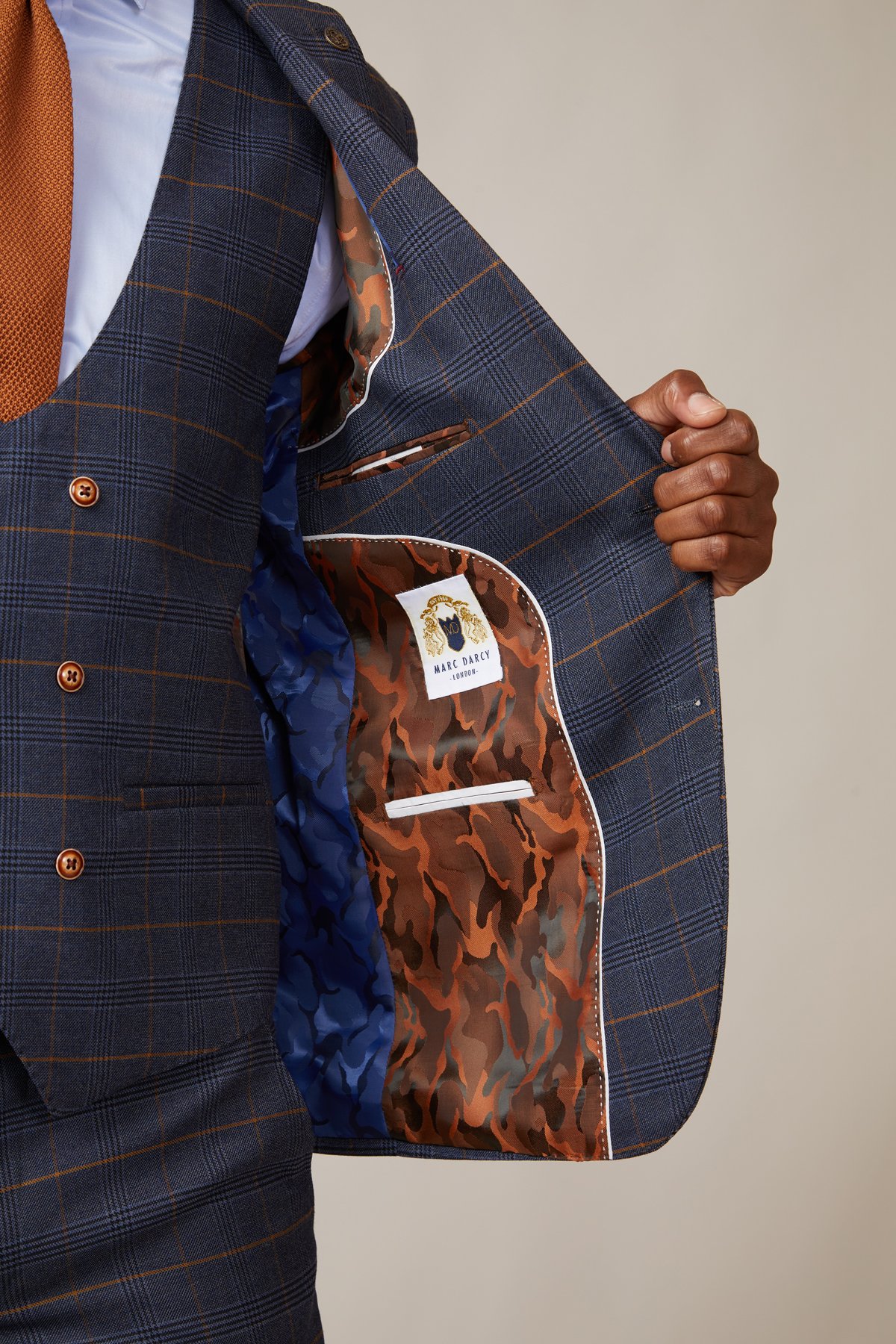 Marc Darcy Jenson Marine Check Slim Fit Blazer - Image 3