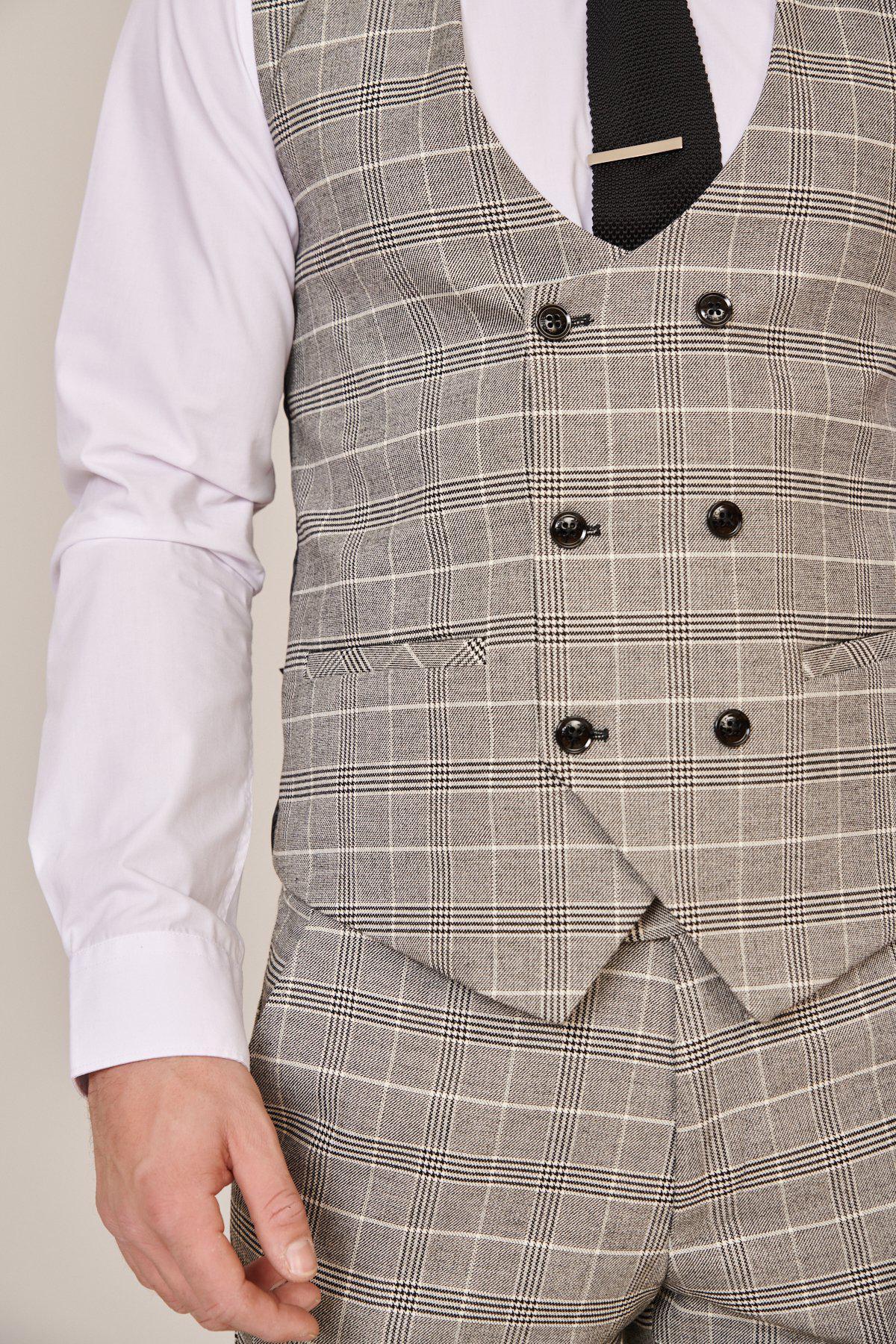 Marc Darcy Ross Grey Check 3 Piece Suit - Image 5