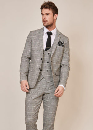 Marc Darcy Ross Grey Check 3 Piece Suit