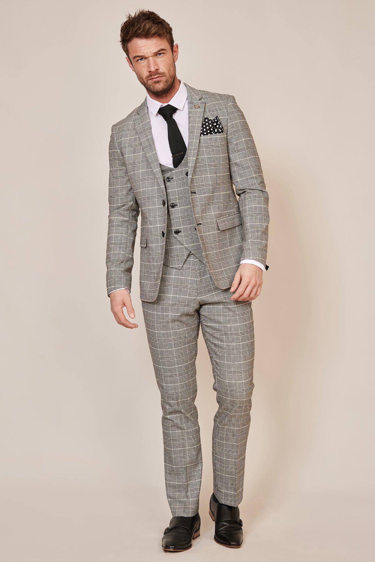 Marc Darcy Ross Grey Check 3 Piece Suit - Image 11