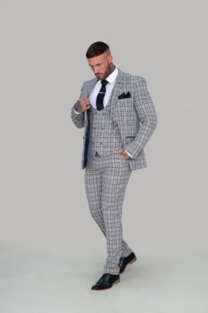 Cavani Grey Check Slim Fit 3 Piece Wedding Tailored Suit