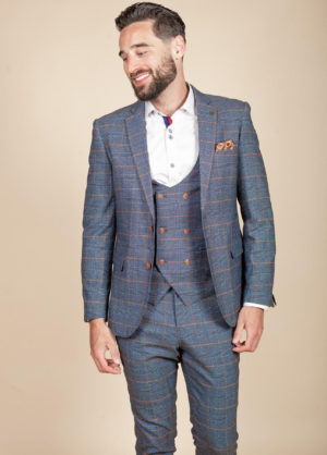 Marc Darcy Jenson Sky Blue Check Wedding 3 Piece Suit