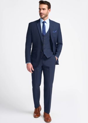 Cavani Seeba Navy Blue Lightweight 3 Piece Slim Fit Suit