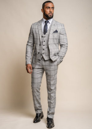Cavani Ghost Grey Check Tweed 3 Piece Suit