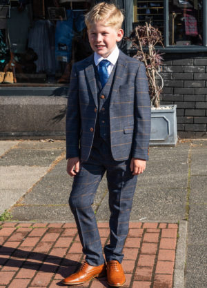 Boys Marc Darcy Jenson Marine Check 3 Piece Suit