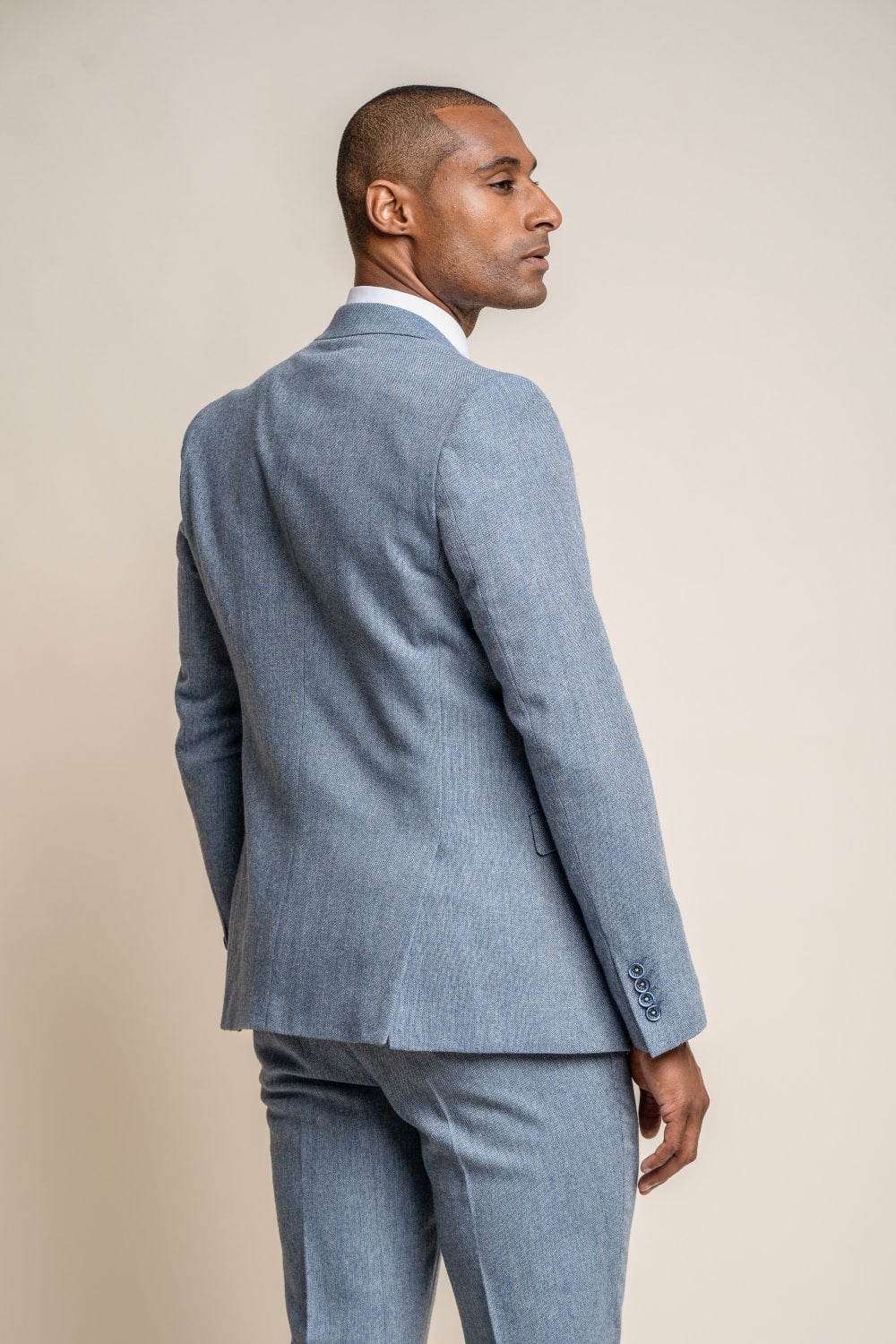 Cavani Wells Light Blue Wool Blend 3 Piece Slim Fit Suit - Image 4