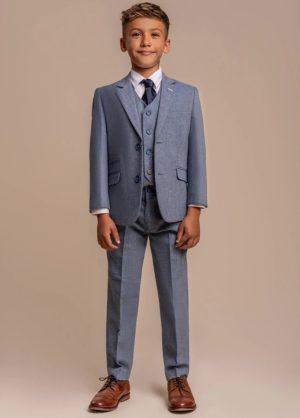 Cavani Boys Wells Blue Tweed 3 Piece Suit