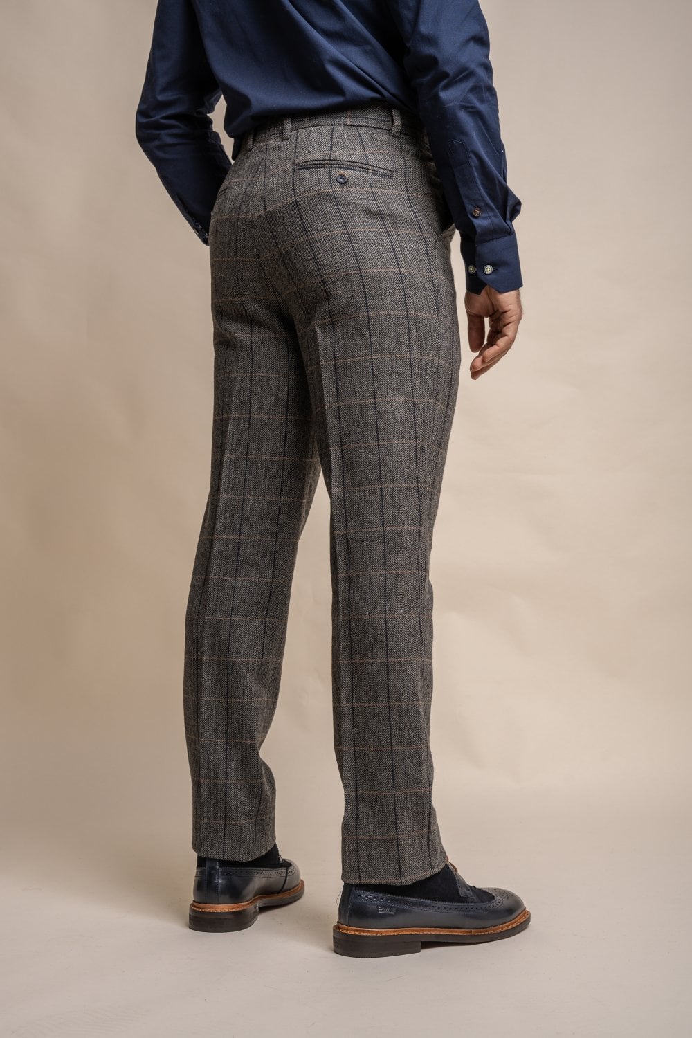 Cavani Albert Grey Tweed Check 3 Piece Wedding Suit Slim Fit - Image 10