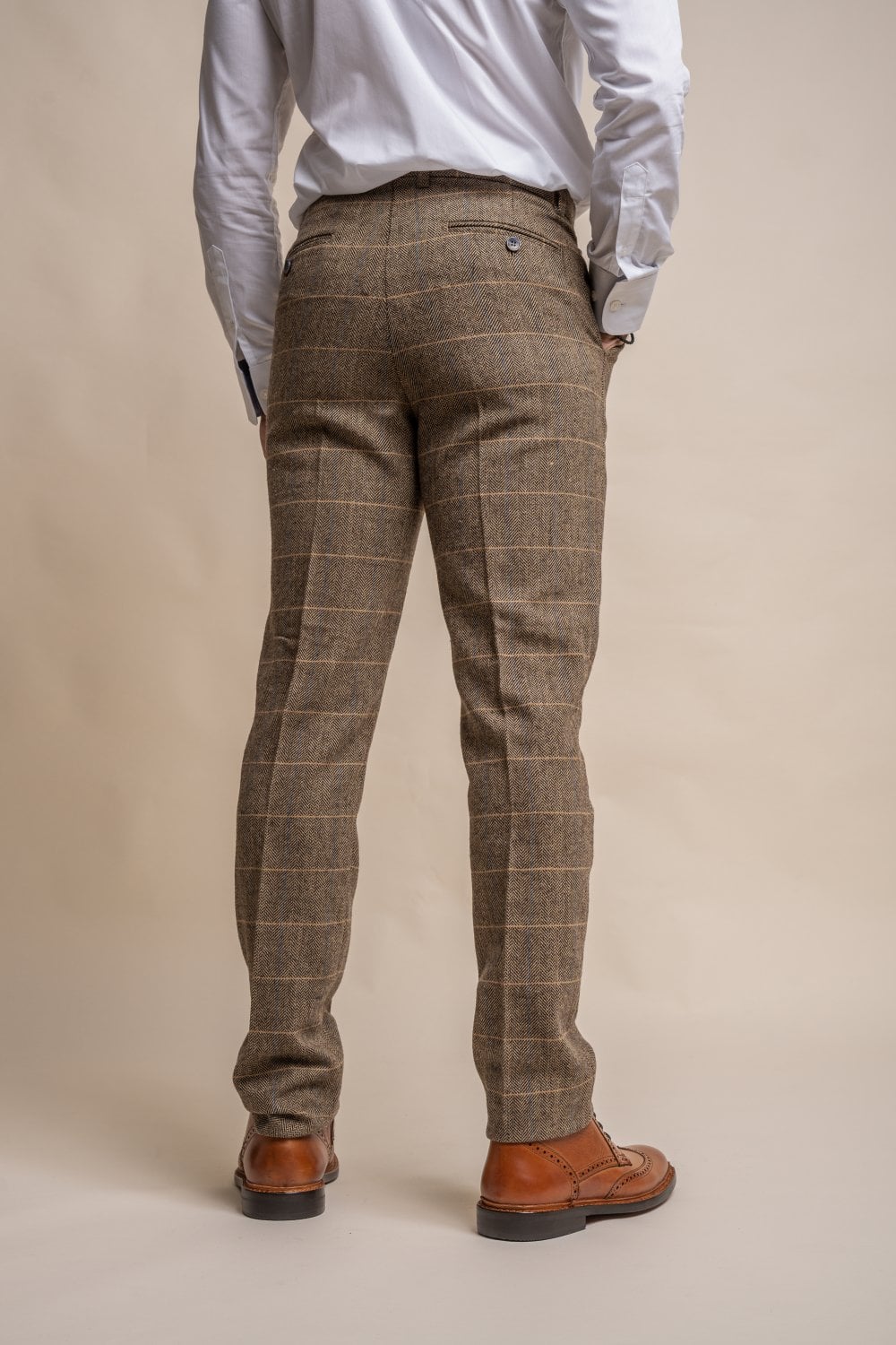 Cavani Albert Brown Tweed Check 3 Piece Wedding Suit Slim Fit - Image 8