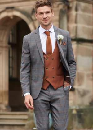 Marc Darcy Jenson Grey 3 Piece Suit With Kalvin Tan Waistcoat