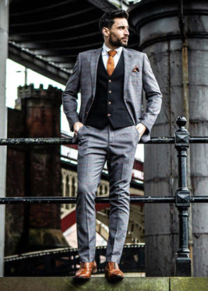 Marc Darcy Jenson Grey 3 Piece Suit With Max Black Waistcoat