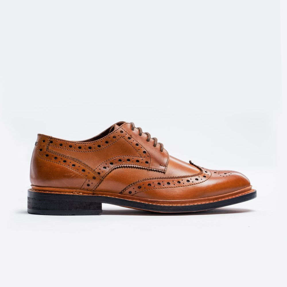Men's Goodyear Welted Shoes Premium Leather Tan Brogues - Image 2