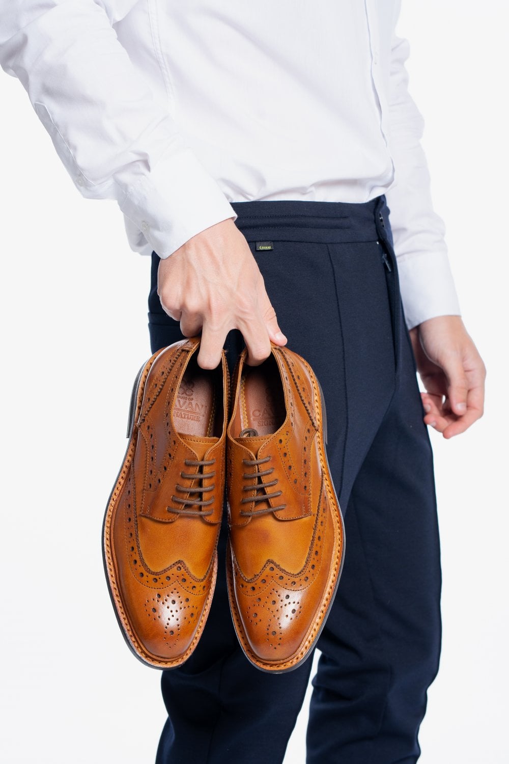 Men's Goodyear Welted Shoes Premium Leather Tan Brogues - Image 4