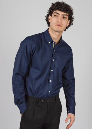 Men's Cavani Tessa Relaxed Fit Navy Blue Cotton Shirt