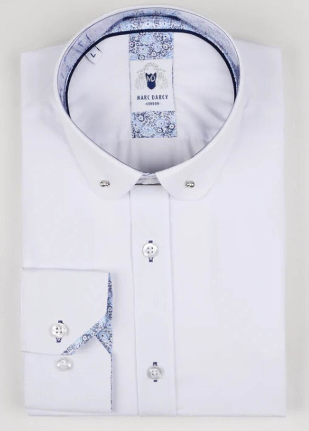 Men's Marc Darcy Penny Collar White Shirt With Collar Bar