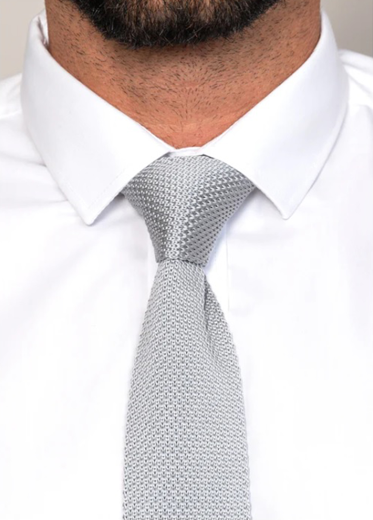 Marc Darcy Silver Grey Smart Knitted Tie - Image 2