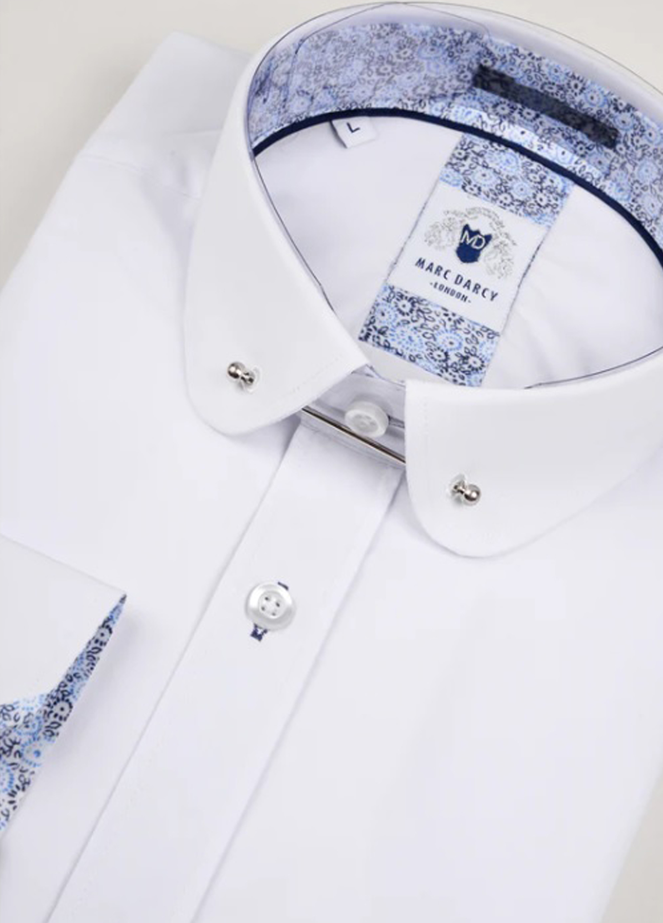 Men's Marc Darcy Penny Collar White Shirt With Collar Bar - Image 2