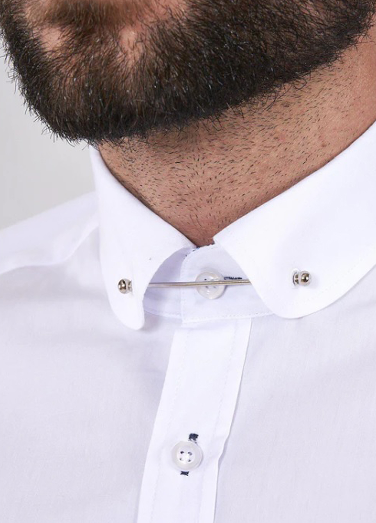 Men's Marc Darcy Penny Collar White Shirt With Collar Bar - Image 3