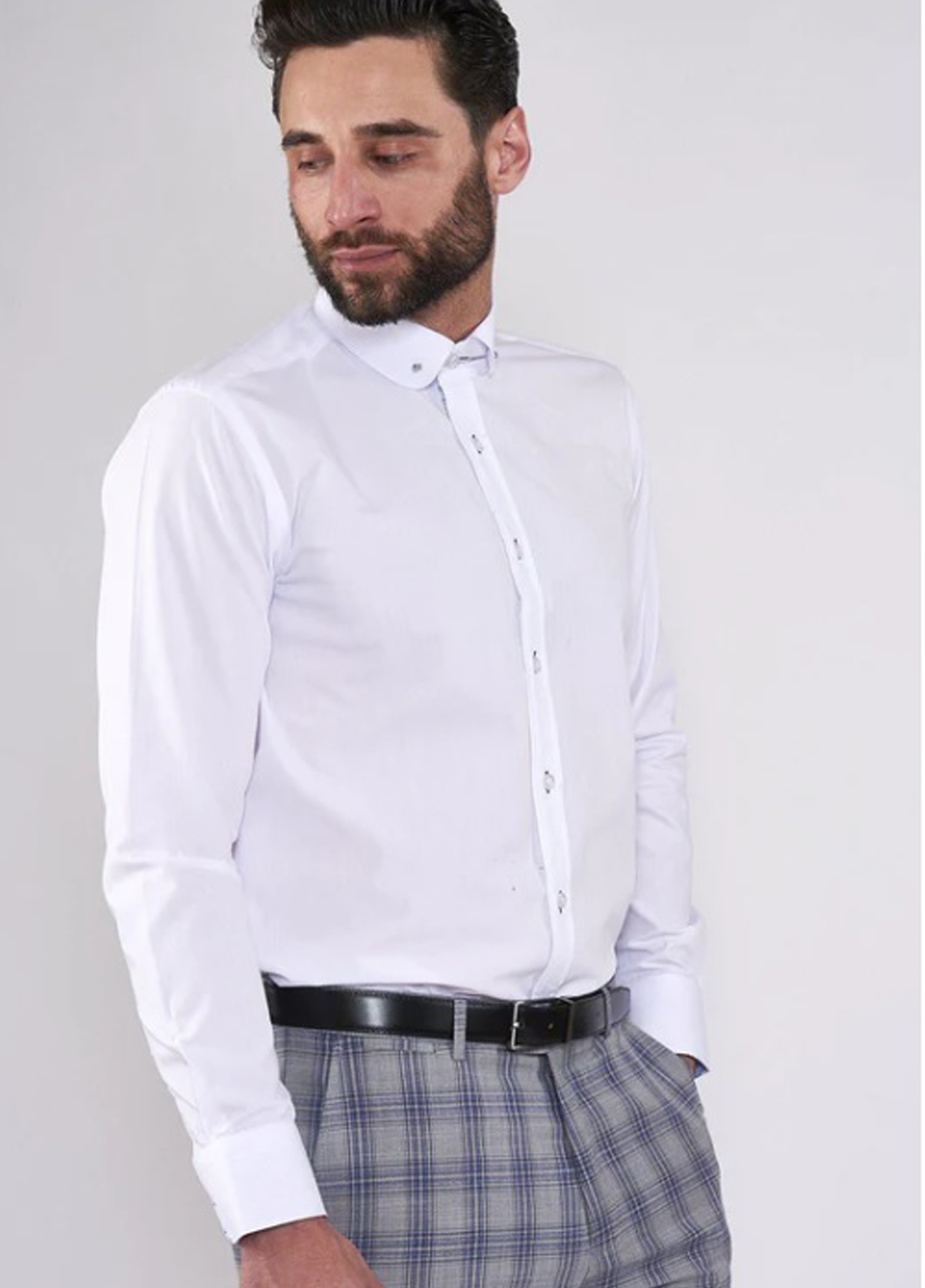 Men's Marc Darcy Penny Collar White Shirt With Collar Bar - Image 4
