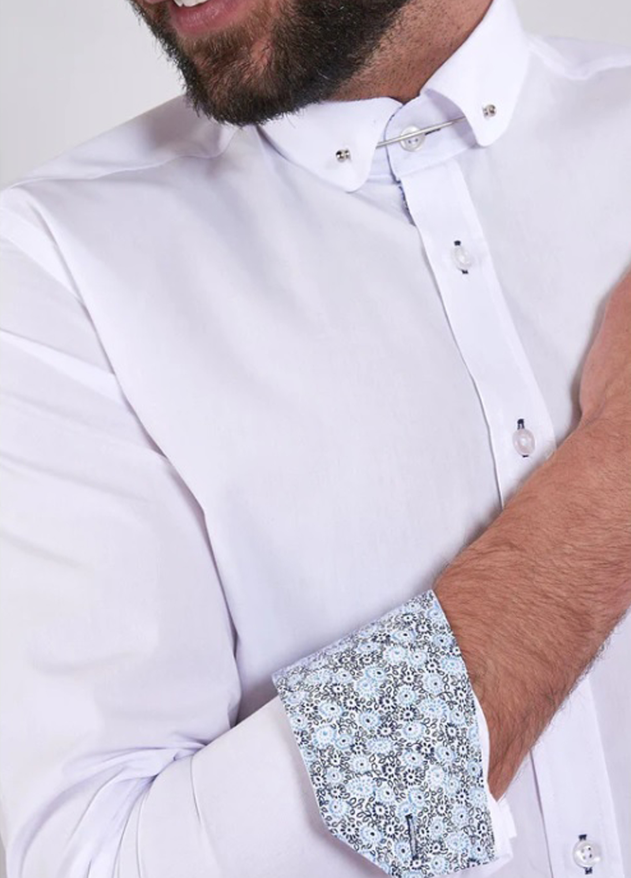 Men's Marc Darcy Penny Collar White Shirt With Collar Bar - Image 5