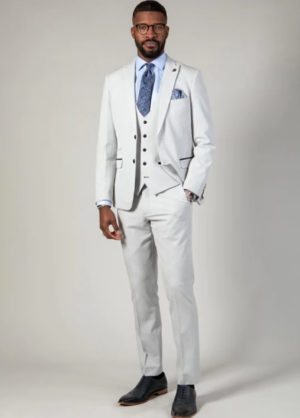 Marc Darcy Bromley Stone Check Wedding 3 Piece Suit