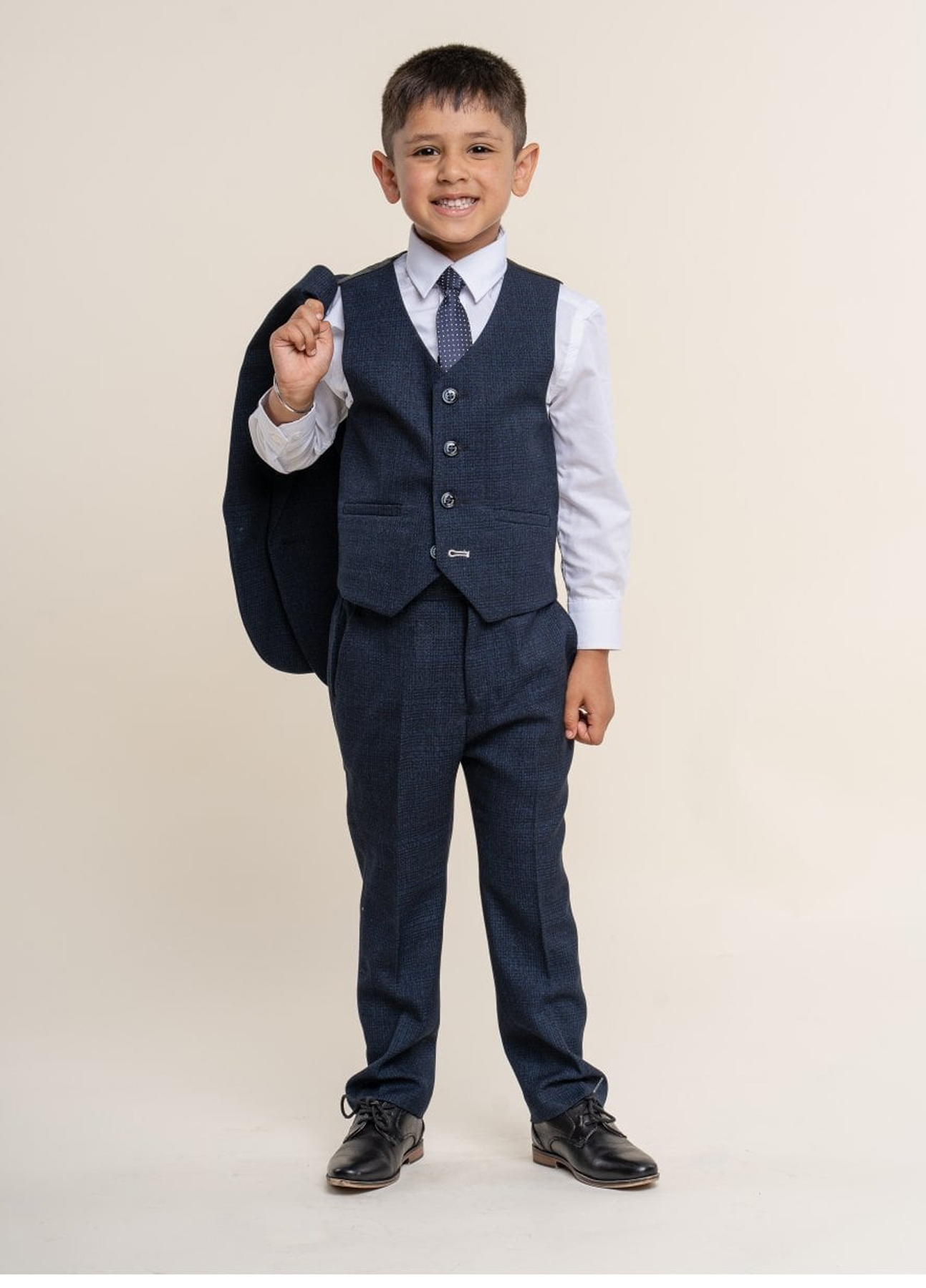 Cavani Boys Caridi Navy Check 3 Piece Suit - Image 2