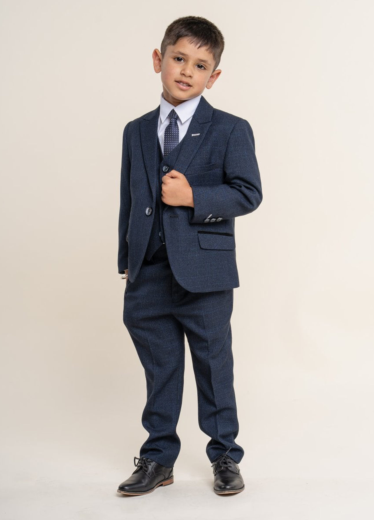 Cavani Boys Caridi Navy Check 3 Piece Suit