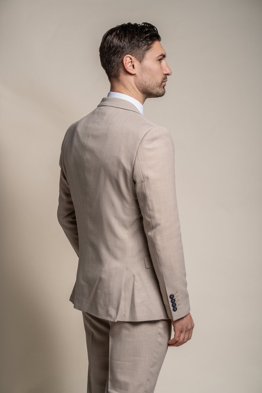 Cavani Miami Beige 3 Piece Slim Fit Wedding Suit - Image 4