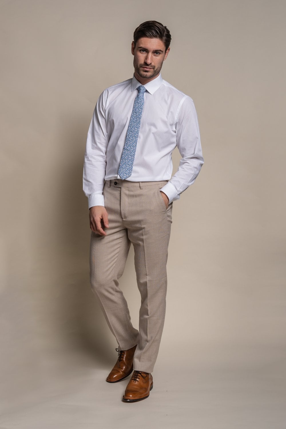 Cavani Miami Beige 3 Piece Slim Fit Wedding Suit - Image 6