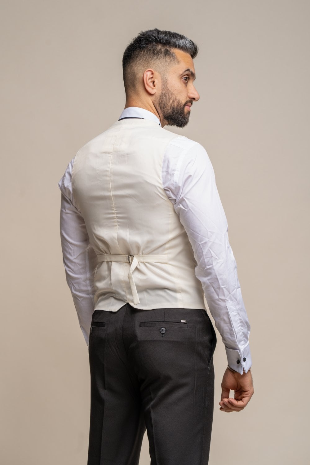 Cavani Scoop Double Breasted Cream Formal Waistcoat - Image 3