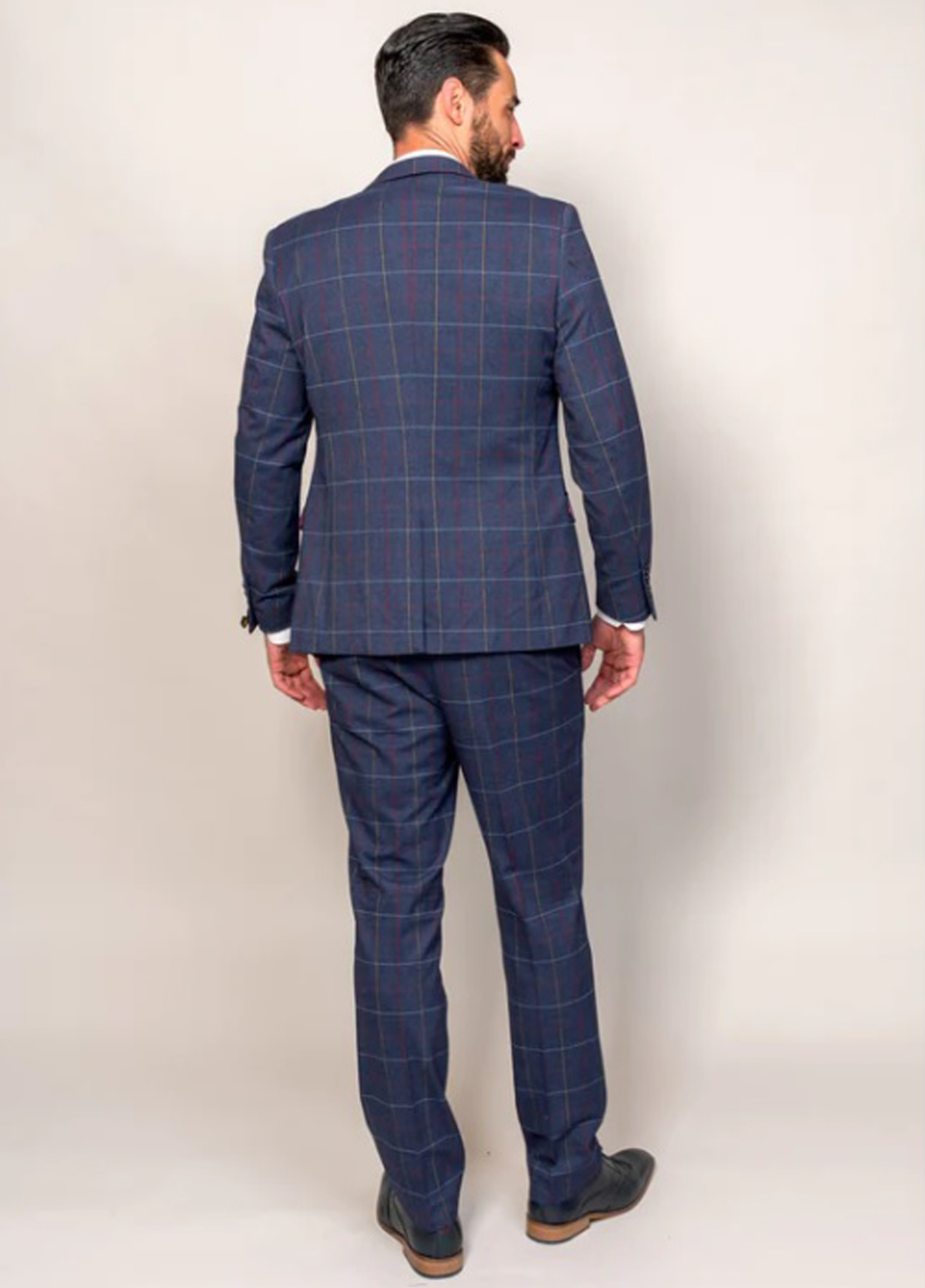 Marc Darcy Drake Navy Tweed Check Wedding 3 Piece Suit - Image 5