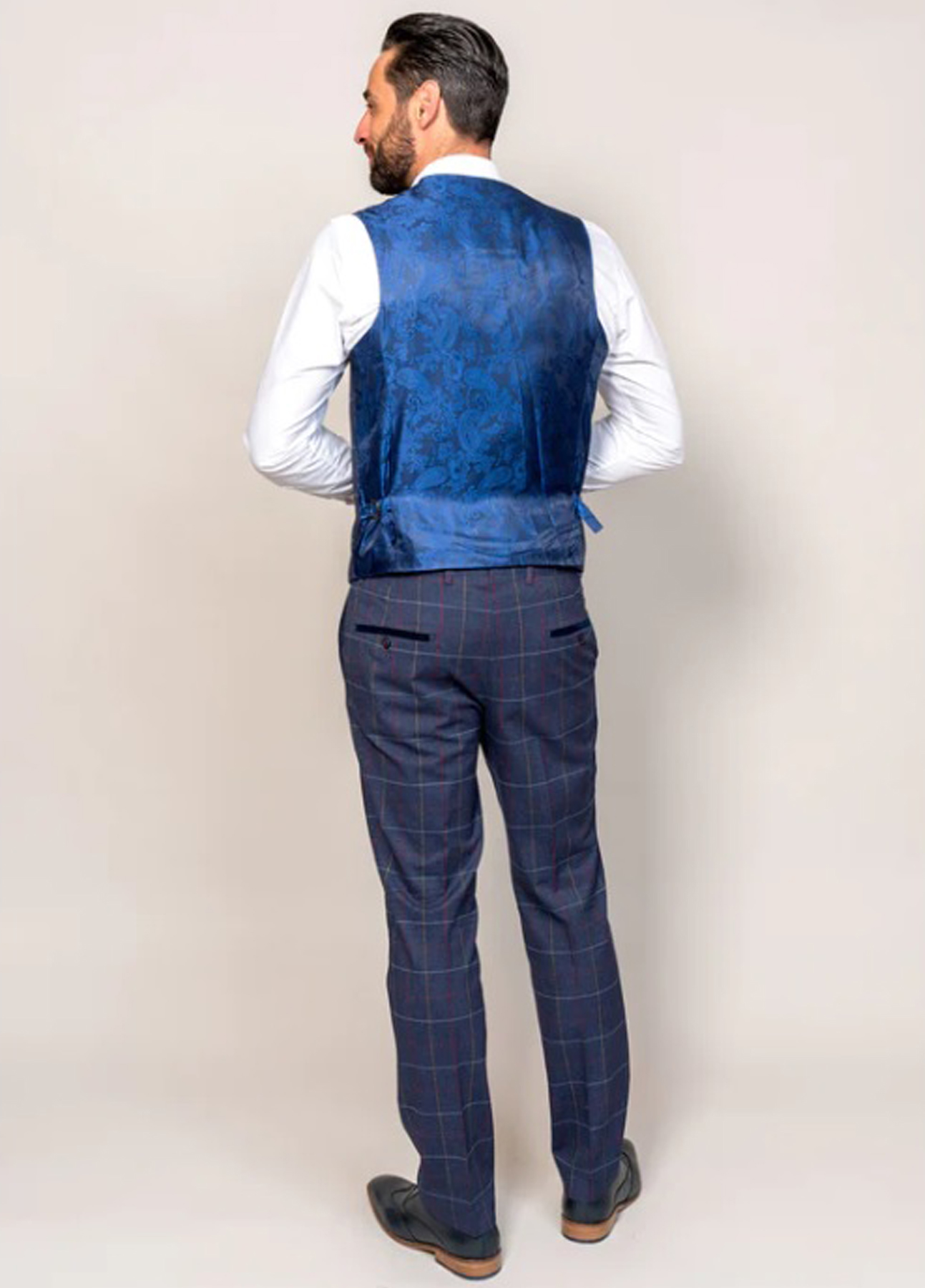 Marc Darcy Drake Navy Tweed Check Wedding 3 Piece Suit - Image 9